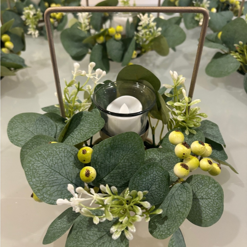 6 Elegant Green and Yellow Candle Holder